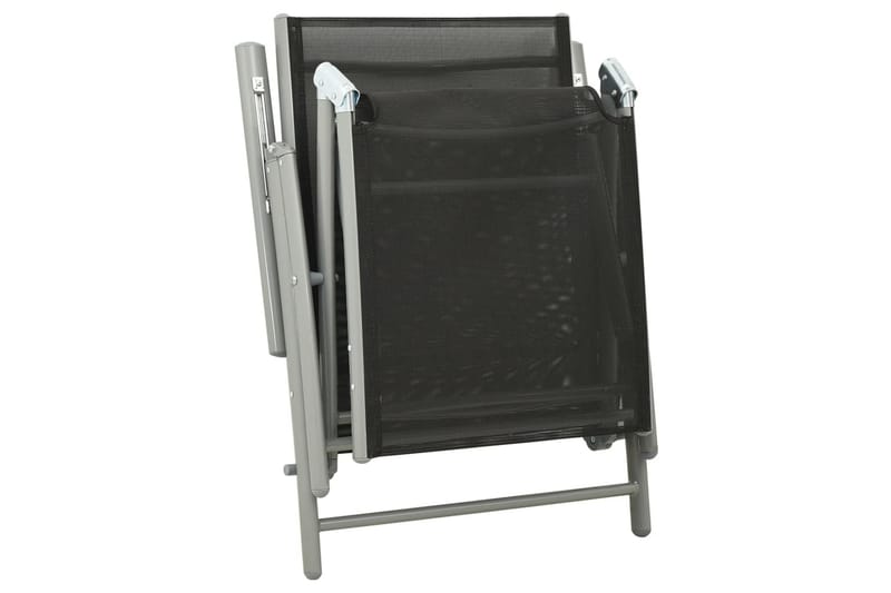 foldbar liggestol textilene og aluminium sort og sølvfarvet - Sølv - Havemøbler - Havestole - Solseng & solvogn