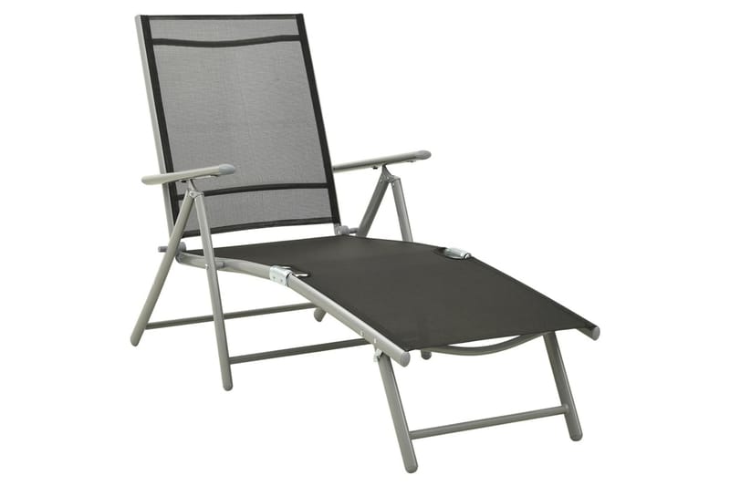foldbar liggestol textilene og aluminium sort og sølvfarvet - Sølv - Havemøbler - Havestole - Solseng & solvogn