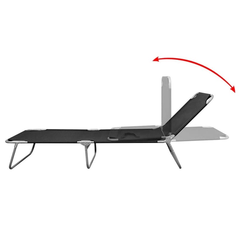 Foldbar Liggestol Pulverlakeret Stål Sort - Sort - Solseng & solvogn