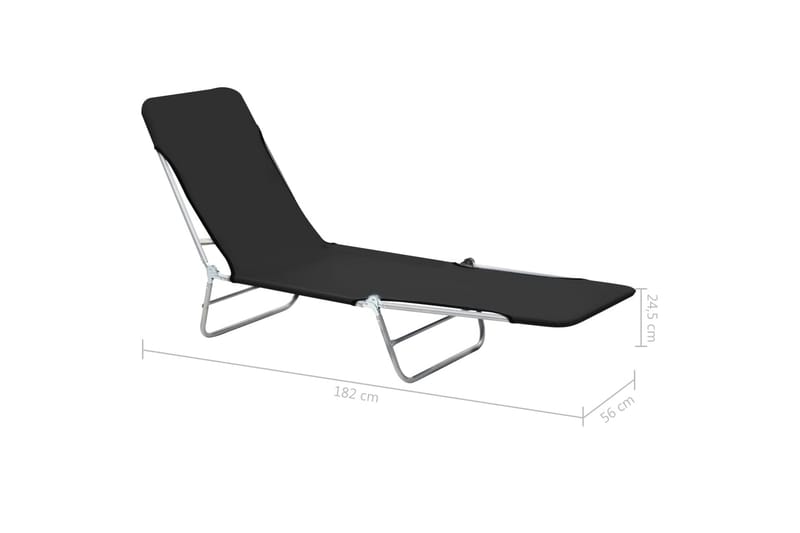 Foldbare Liggestole 2 Stk. Stål Og Stof Sort - Sort - Havemøbler - Havestole - Solseng & solvogn