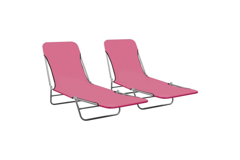 Foldbare liggestole 2 stk. stål og stof pink - Lyserød - Havemøbler - Havestole - Solseng & solvogn