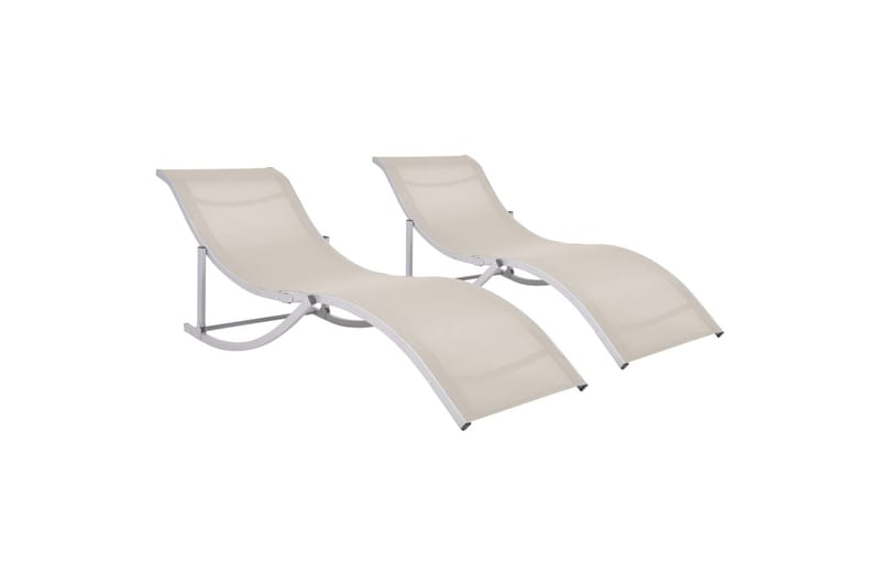 Foldbare Liggestole 2 Stk. Textilene Cremefarvet - Creme - Havemøbler - Havestole - Solseng & solvogn