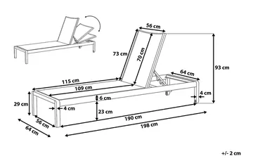 Fossato Solseng 64 | 198 cm - Sort - Havemøbler - Havestole - Solseng & solvogn