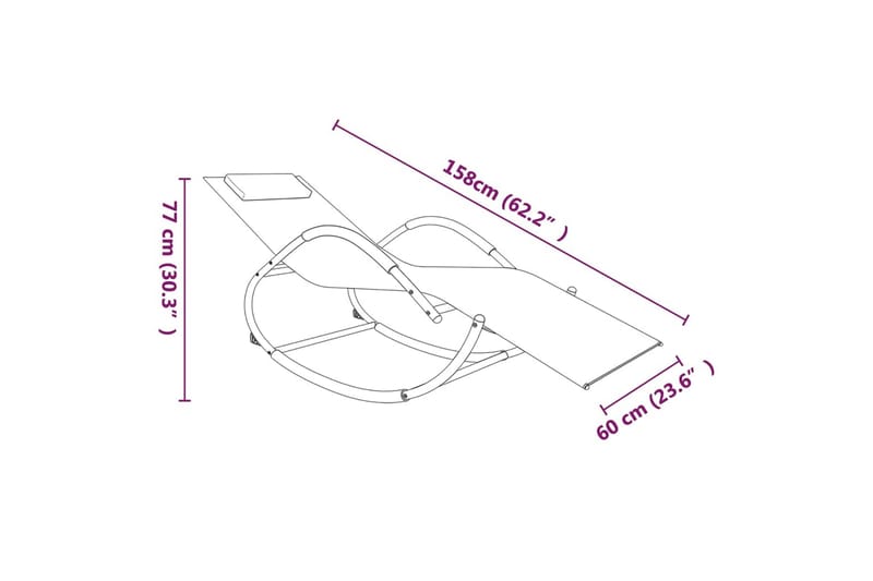 gyngende liggestol stål og textilene grå - Grå - Solseng & solvogn