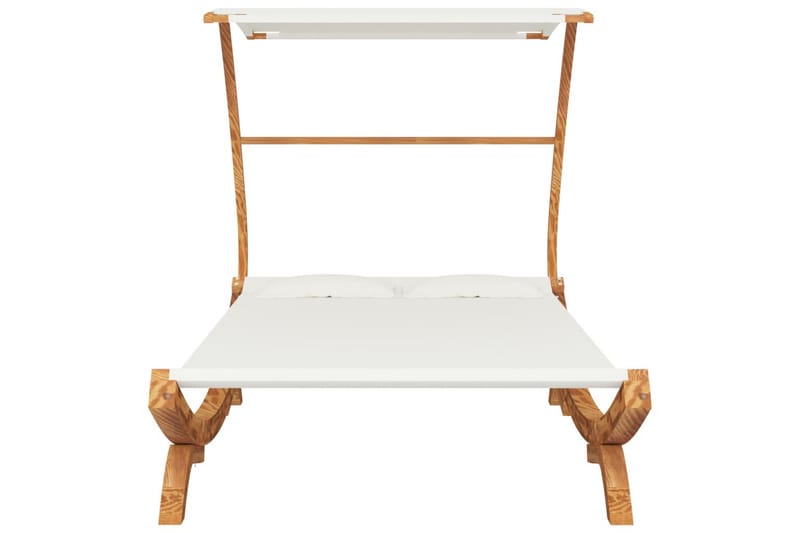 hængekøje m. baldakin 165x198x140 cm massivt grantræ creme - Creme - Havemøbler - Havestole - Solseng & solvogn