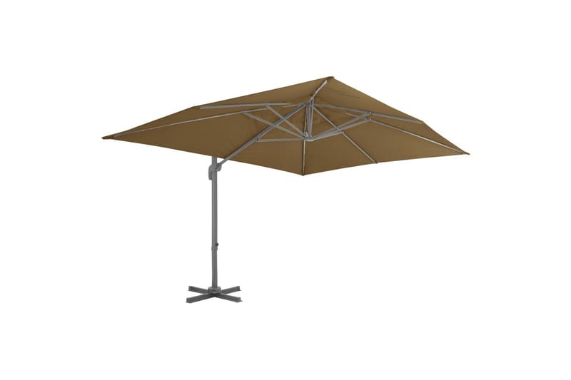 hængeparasol med aluminiumsstang 400 x 300 cm gråbrun - Havemøbler - Havestole - Solseng & solvogn