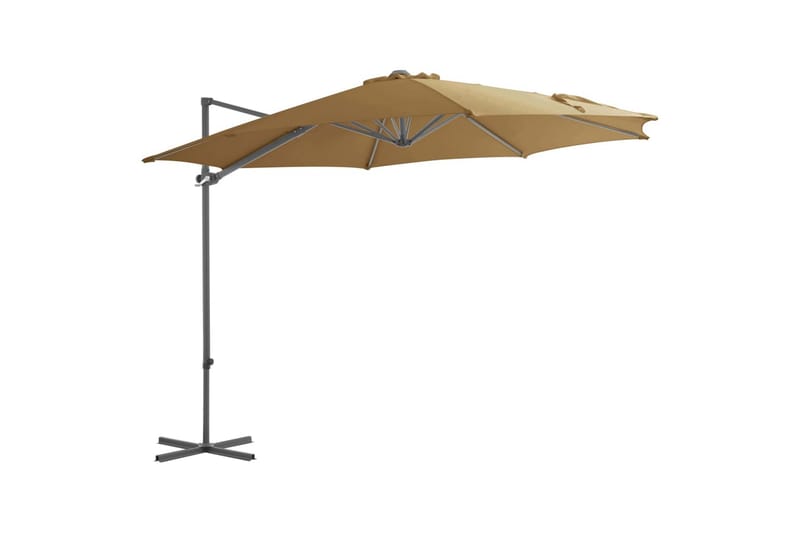 hængeparasol med stålstang 300 cm gråbrun - Havemøbler - Havestole - Solseng & solvogn