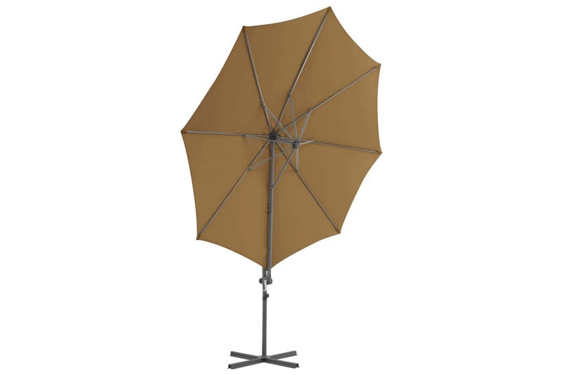 hængeparasol med stålstang 300 cm gråbrun - Havemøbler - Havestole - Solseng & solvogn