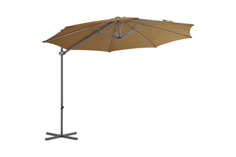 hængeparasol med stålstang 300 cm gråbrun - Havemøbler - Havestole - Solseng & solvogn