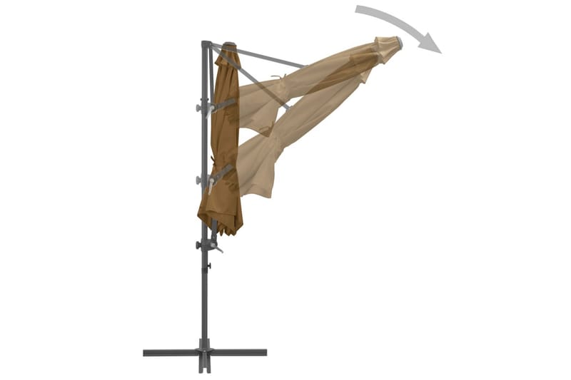 hængeparasol med stålstang 300 cm gråbrun - Havemøbler - Havestole - Solseng & solvogn