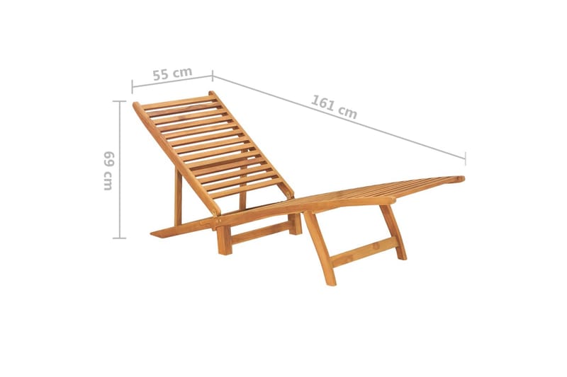 liggestol massivt teaktræ - Brun - Solseng & solvogn