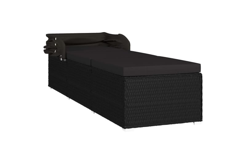 liggestol med baldakin og hynde polyrattan sort - Sort - Havemøbler - Havestole - Solseng & solvogn