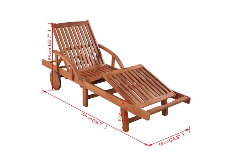 Liggestol Med Bord Massivt Akacietræ - Brun - Havemøbler - Havestole - Solseng & solvogn
