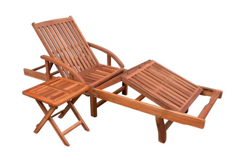 Liggestol Med Bord Massivt Akacietræ - Brun - Havemøbler - Havestole - Solseng & solvogn