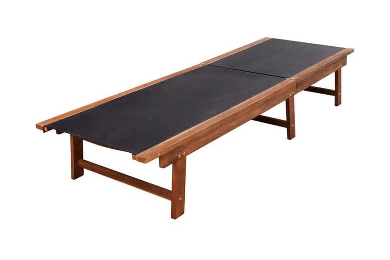 Liggestol Med Bord Massivt Akacietræ Og Textilene - Brun - Havemøbler - Havestole - Solseng & solvogn