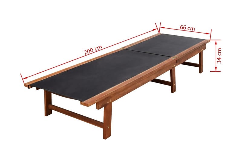 Liggestol Med Bord Massivt Akacietræ Og Textilene - Brun - Havemøbler - Havestole - Solseng & solvogn