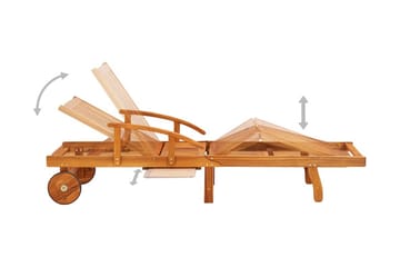 liggestol med bord og hynde massivt akacietræ - Brun - Havemøbler - Havestole - Solseng & solvogn