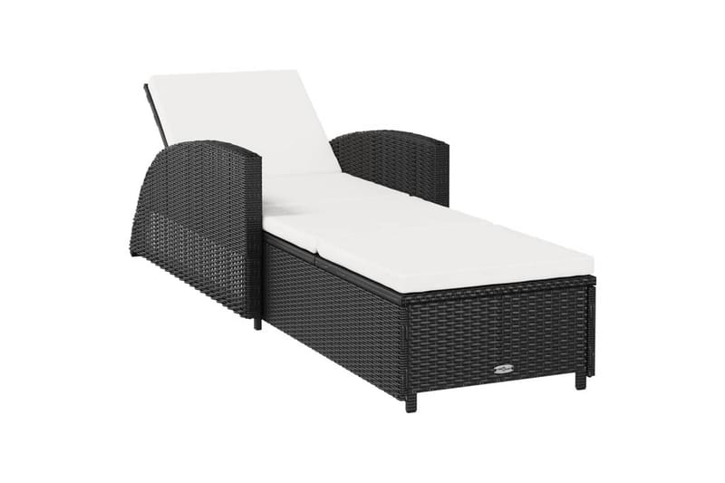 liggestol med cremefarvet hynde polyrattan sort - Sort - Havemøbler - Havestole - Solseng & solvogn