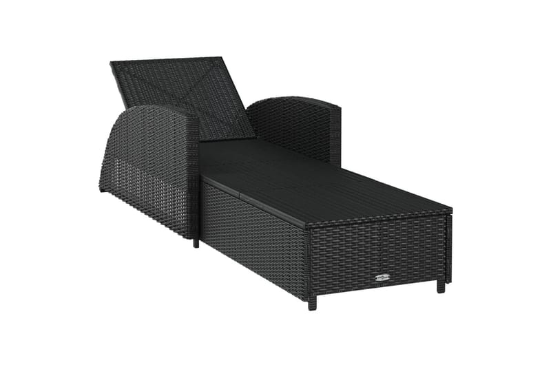 liggestol med cremefarvet hynde polyrattan sort - Sort - Havemøbler - Havestole - Solseng & solvogn