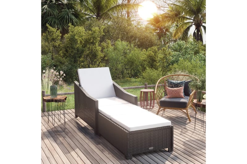 liggestol med cremefarvet hynde polyrattan sort - Sort - Havemøbler - Havestole - Solseng & solvogn