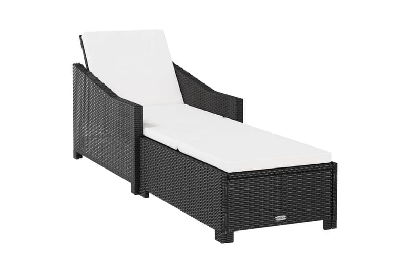 liggestol med cremefarvet hynde polyrattan sort - Sort - Havemøbler - Havestole - Solseng & solvogn