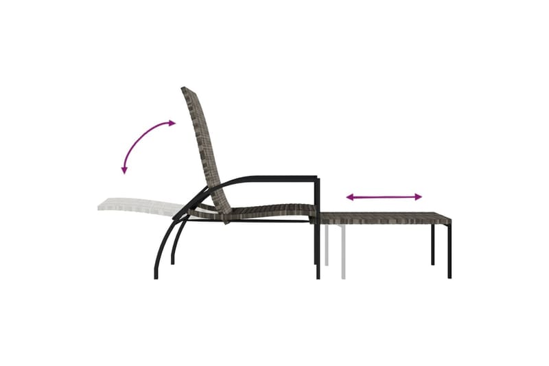 liggestol med fodskammel polyrattan grå - Flerfarvet - Havemøbler - Havestole - Solseng & solvogn