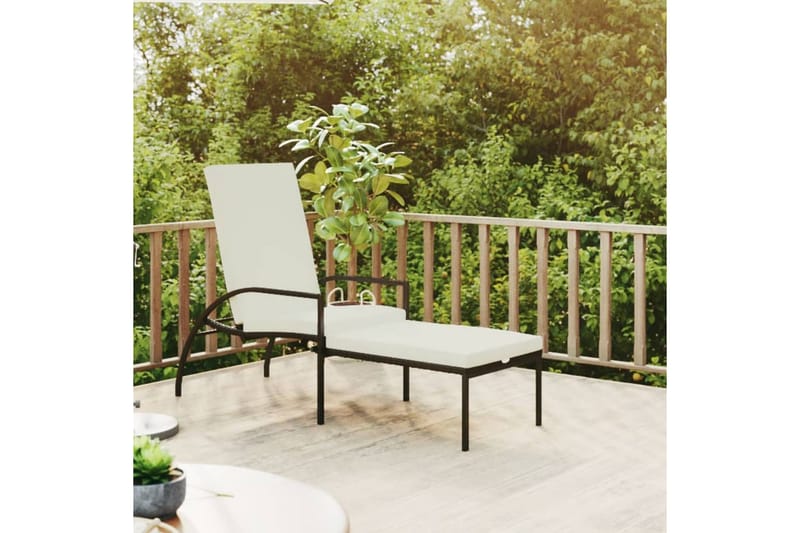 liggestol med fodskammel polyrattan sort - Sort - Havemøbler - Havestole - Solseng & solvogn