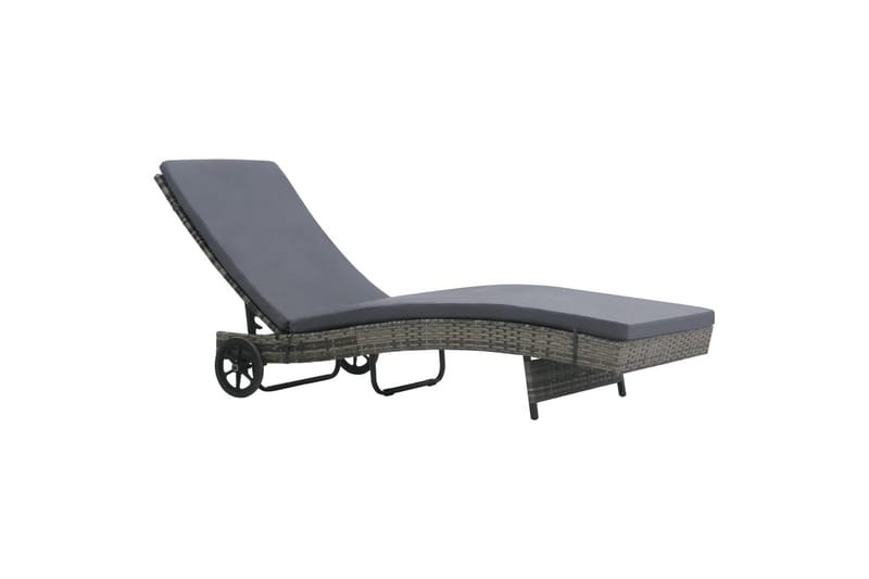 Liggestol Med Hjul Og Hynde Polyrattan Antracitgrå - Grå - Havemøbler - Havestole - Solseng & solvogn