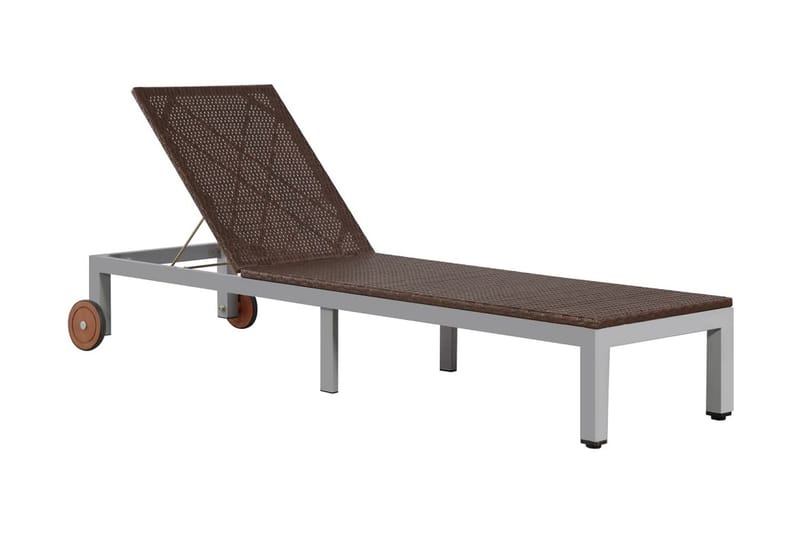 Liggestol Med Hjul Polyrattan Brun - Brun - Havemøbler - Havestole - Solseng & solvogn