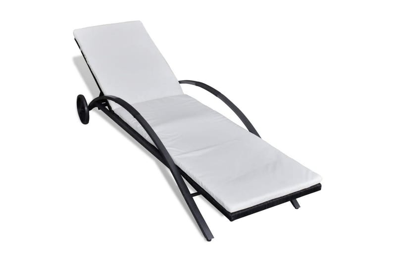 Liggestol Med Hynde & Hjul Polyrattan Sort - Sort - Havemøbler - Havestole - Solseng & solvogn