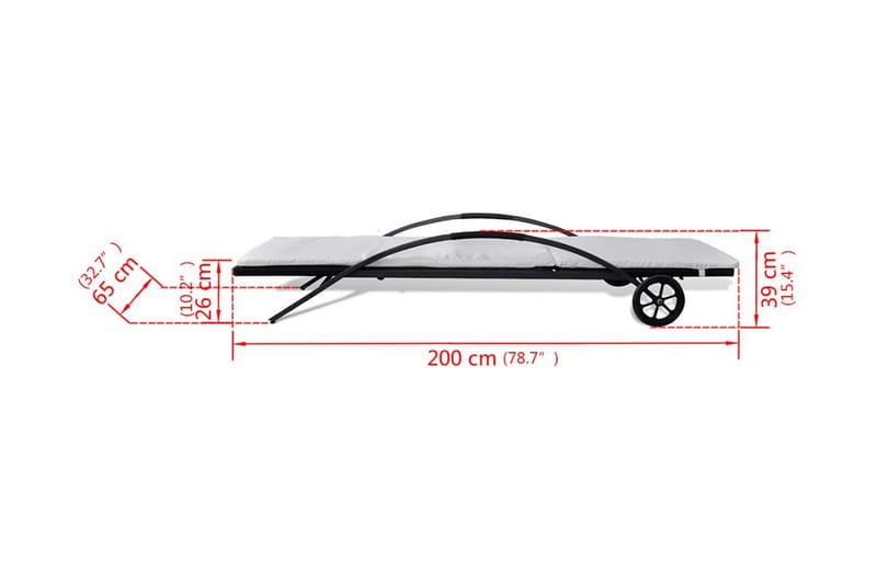 Liggestol Med Hynde & Hjul Polyrattan Sort - Sort - Solseng & solvogn