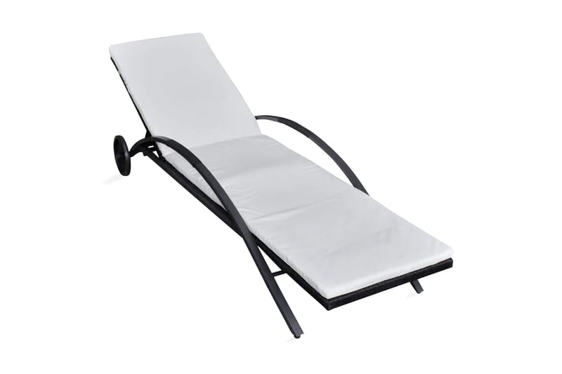 Liggestol Med Hynde & Hjul Polyrattan Sort - Sort - Havemøbler - Havestole - Solseng & solvogn