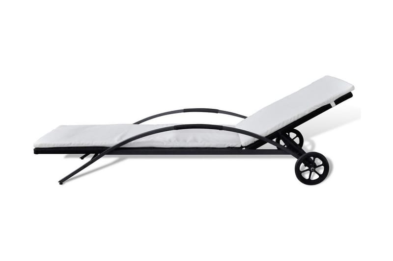Liggestol Med Hynde & Hjul Polyrattan Sort - Sort - Havemøbler - Havestole - Solseng & solvogn