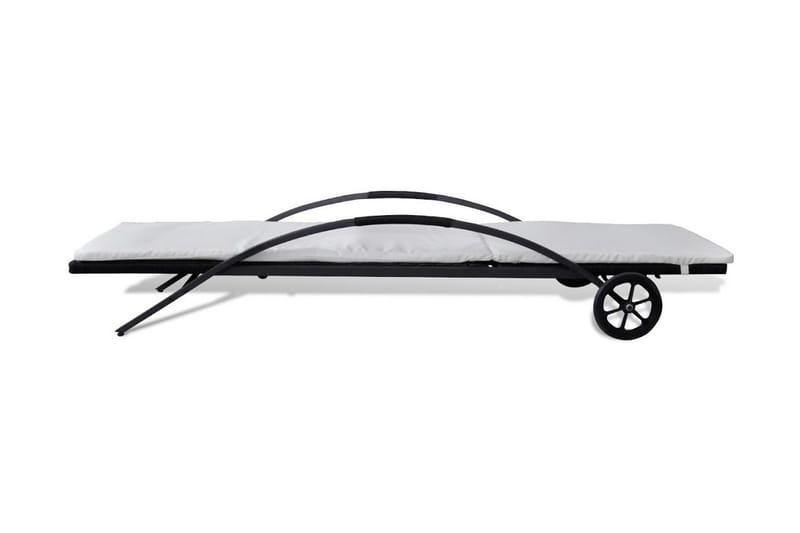 Liggestol Med Hynde & Hjul Polyrattan Sort - Sort - Havemøbler - Havestole - Solseng & solvogn