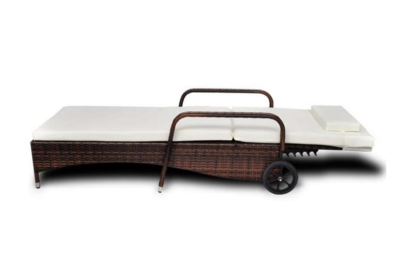 Liggestol Med Hynde & Hjul Polyrattan Brun - Brun - Havemøbler - Havestole - Solseng & solvogn