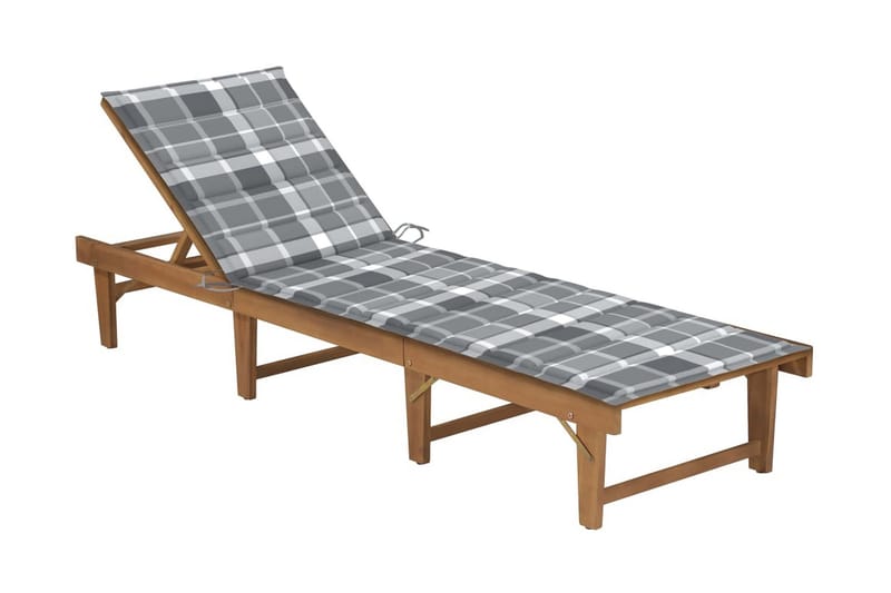 liggestol med hynde foldbar massivt akacietræ - Brun - Havemøbler - Havestole - Solseng & solvogn