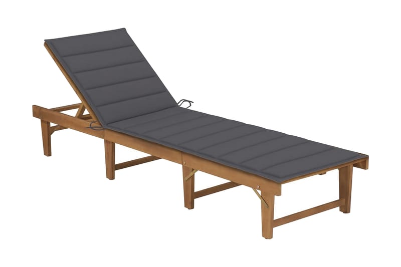 liggestol med hynde foldbar massivt akacietræ - Brun - Havemøbler - Havestole - Solseng & solvogn