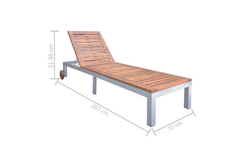 liggestol med hynde massivt akacietræ og galvaniseret stål - Brun - Solseng & solvogn