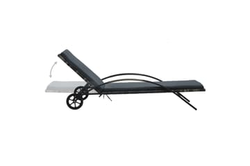 liggestol med hynde og hjul polyrattan antracitgrå - Grå - Havemøbler - Havestole - Solseng & solvogn