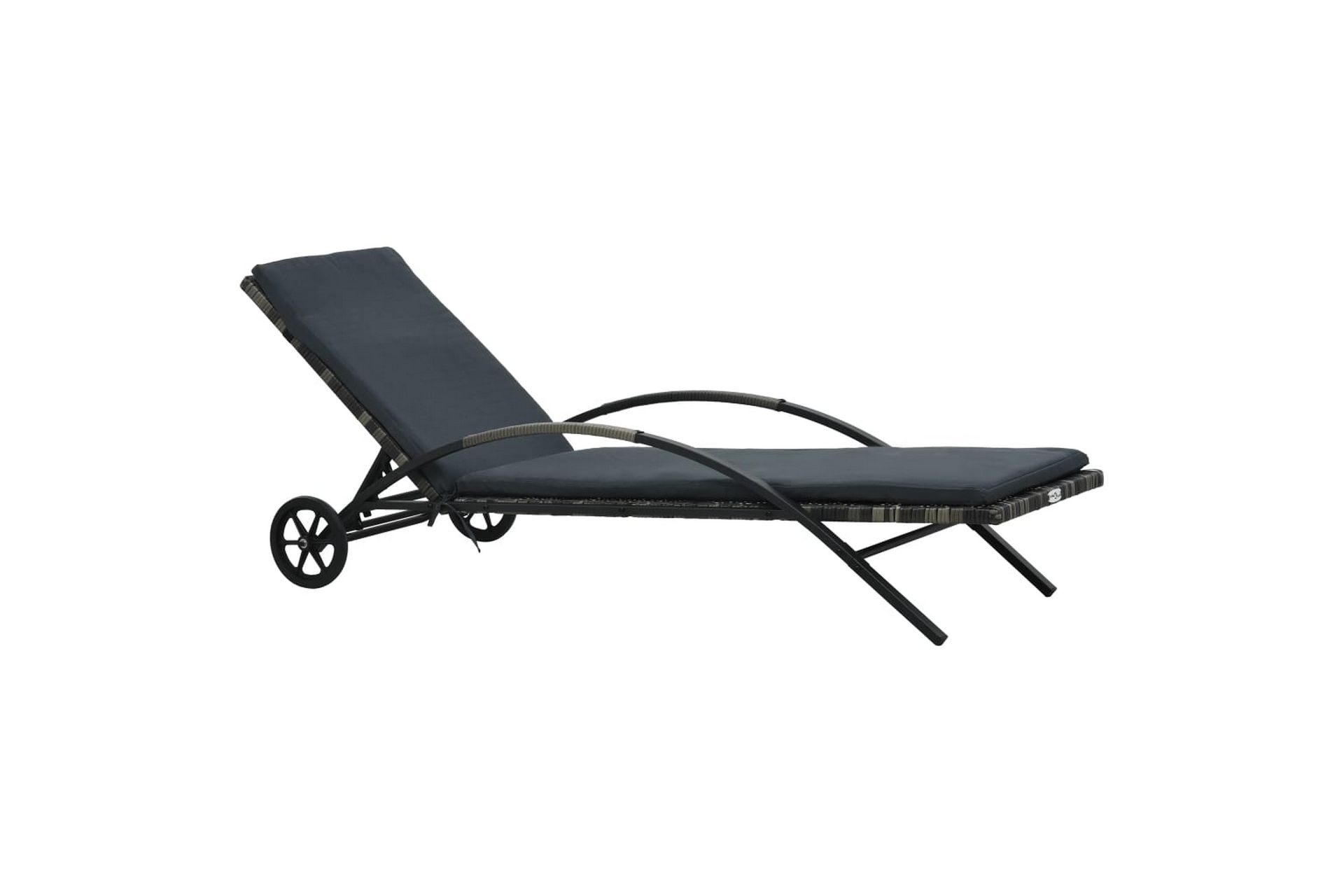 liggestol med hynde og hjul polyrattan antracitgrå - Grå - Havemøbler - Havestole - Solseng & solvogn