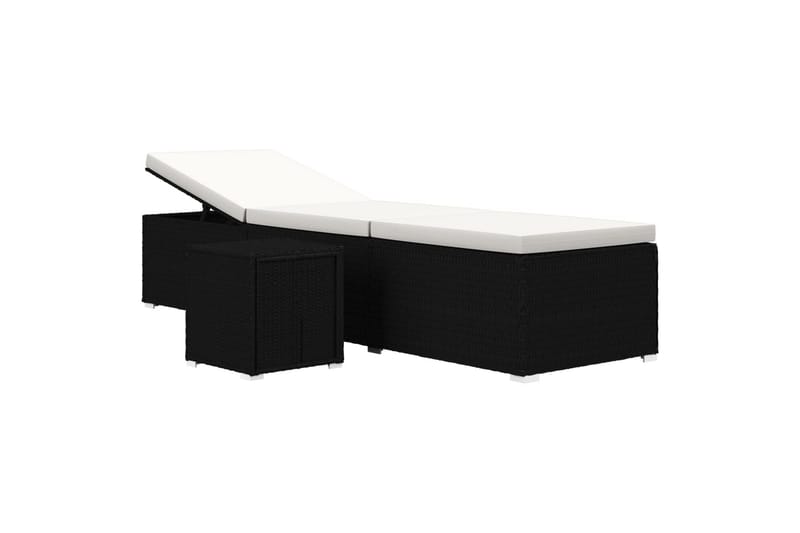 liggestol med hynde og tebord polyrattan cremehvid - Hvid - Havemøbler - Havestole - Solseng & solvogn