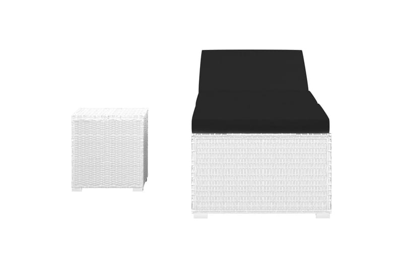 liggestol med hynde og tebord polyrattan hvid - Hvid - Havemøbler - Havestole - Solseng & solvogn