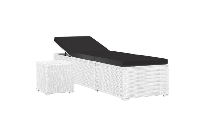 liggestol med hynde og tebord polyrattan hvid - Hvid - Havemøbler - Havestole - Solseng & solvogn