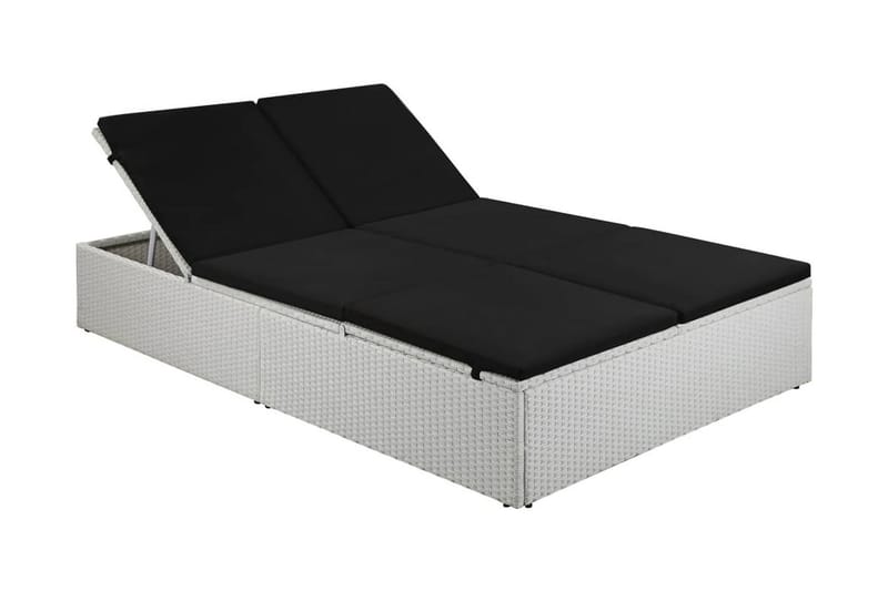Liggestol Med Hynde Polyrattan Sort - Hvid - Havemøbler - Havestole - Solseng & solvogn