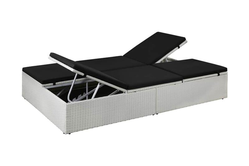 Liggestol Med Hynde Polyrattan Sort - Hvid - Havemøbler - Havestole - Solseng & solvogn
