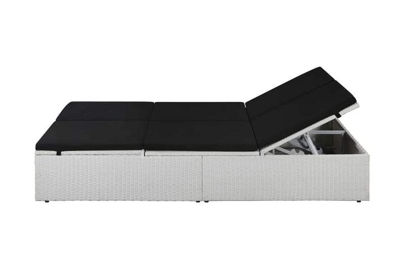 Liggestol Med Hynde Polyrattan Sort - Hvid - Havemøbler - Havestole - Solseng & solvogn