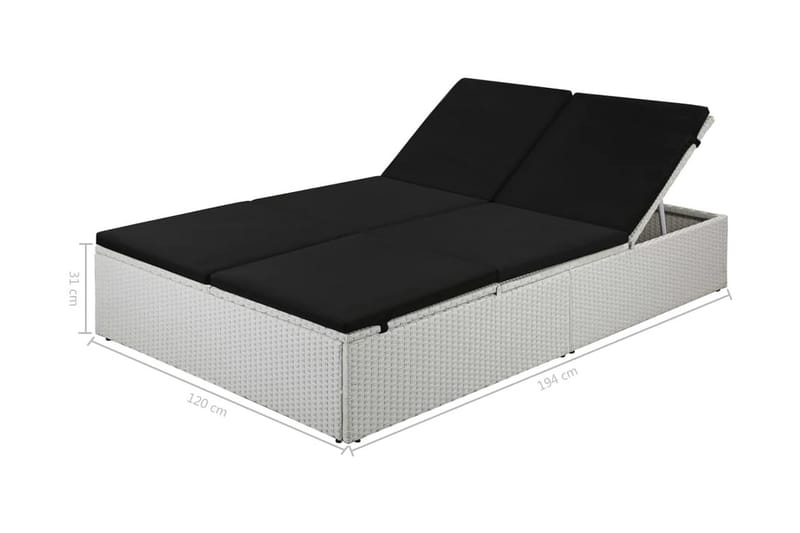 Liggestol Med Hynde Polyrattan Sort - Hvid - Havemøbler - Havestole - Solseng & solvogn