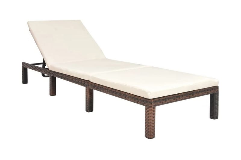 Liggestol Med Hynde Polyrattan Brun - Brun - Havemøbler - Havestole - Solseng & solvogn