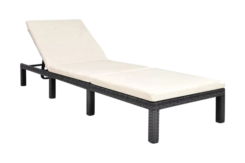 Liggestol Med Hynde Polyrattan Sort - Sort - Havemøbler - Havestole - Solseng & solvogn