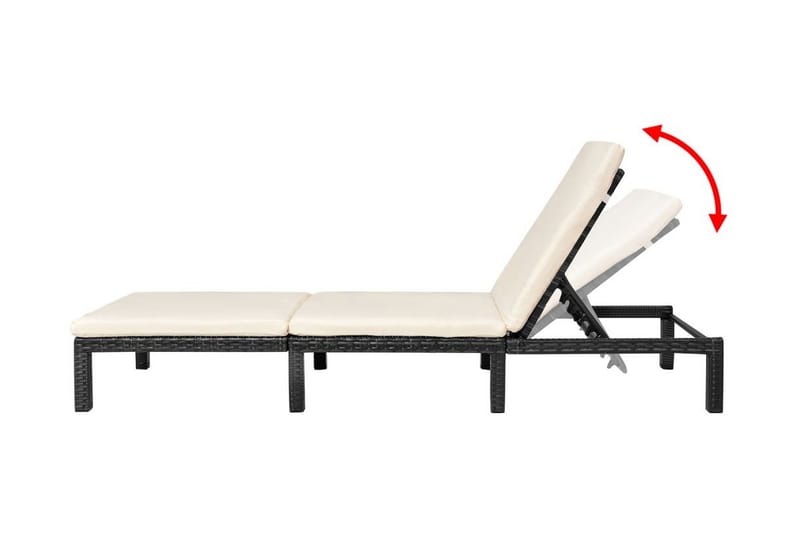Liggestol Med Hynde Polyrattan Sort - Sort - Havemøbler - Havestole - Solseng & solvogn